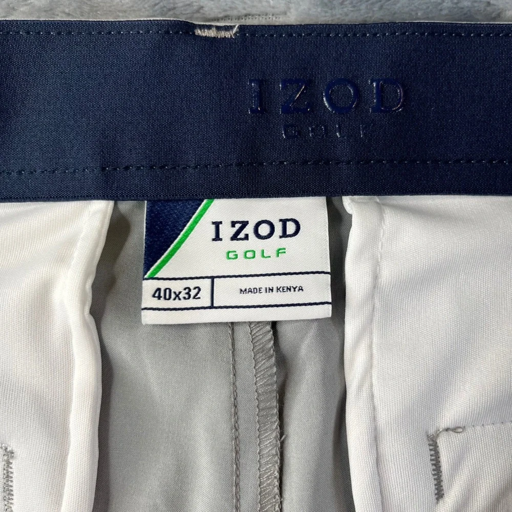 IZOD Golf Pants Mens 40x32 Gray Swing Flex Straight Fit Performance IZAGC08020 - Picture 2 of 10